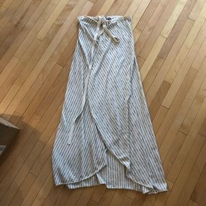 Zara linen blend wrap maxi skirt